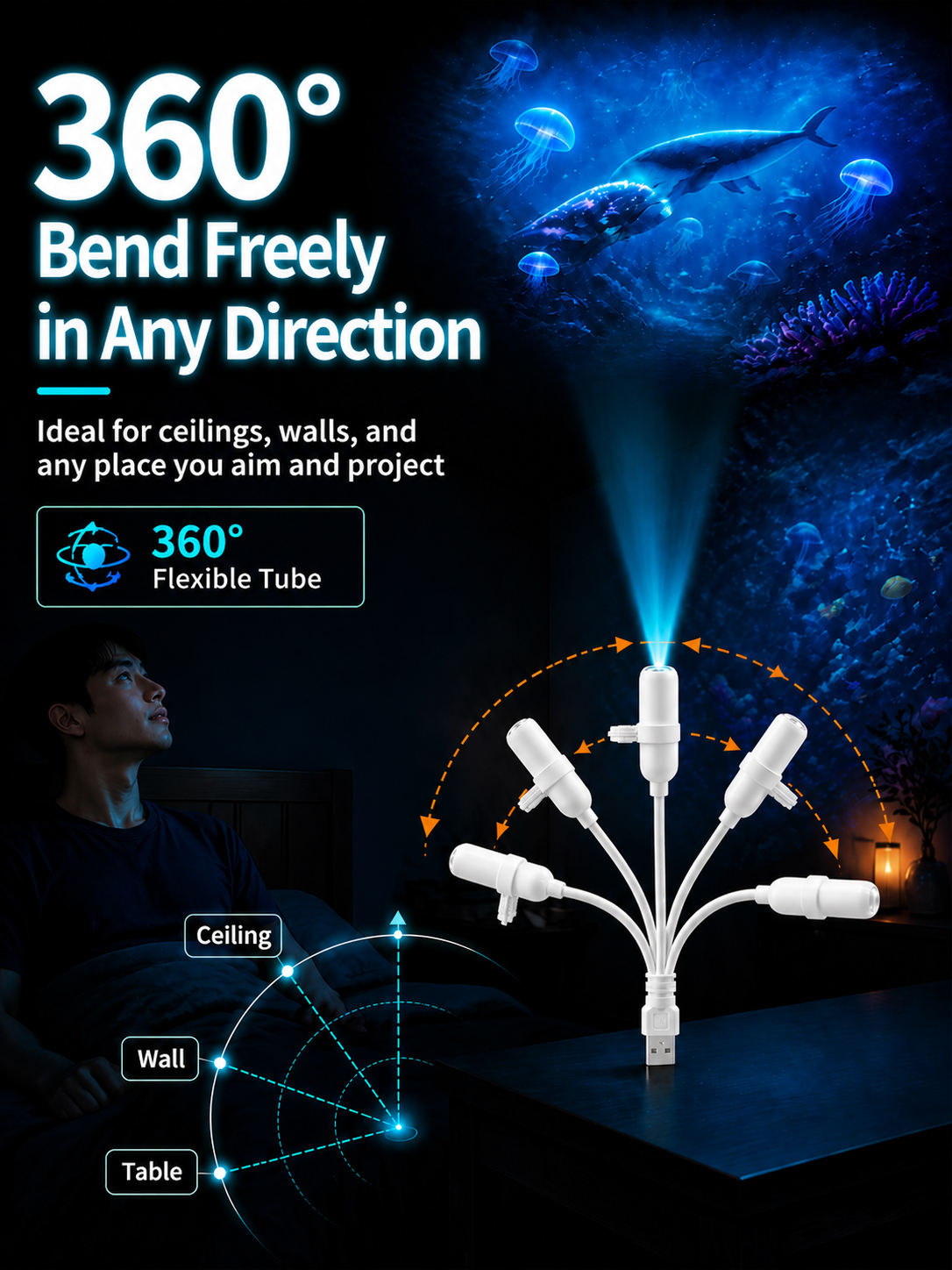 Comauo Ocean & Galaxy Projector: Ultra-HD Sphere Tech, Turns Your Room & Car Into an Aquarium in 1s.