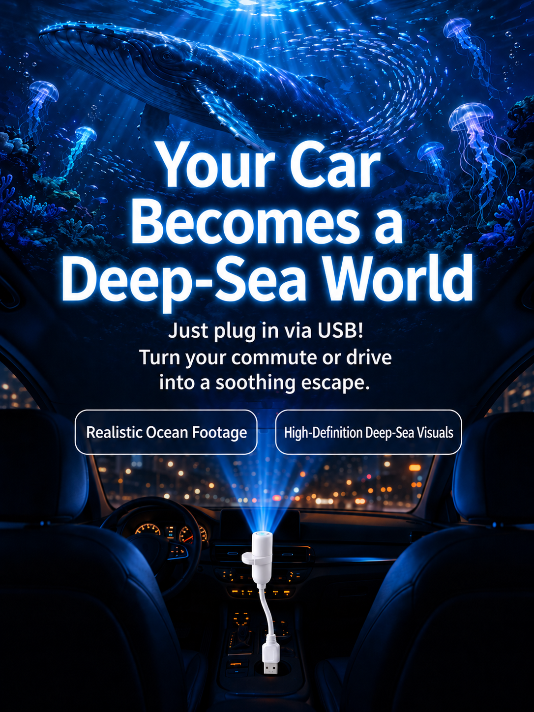Comauo Ocean & Galaxy Projector: Ultra-HD Sphere Tech, Turns Your Room & Car Into an Aquarium in 1s.
